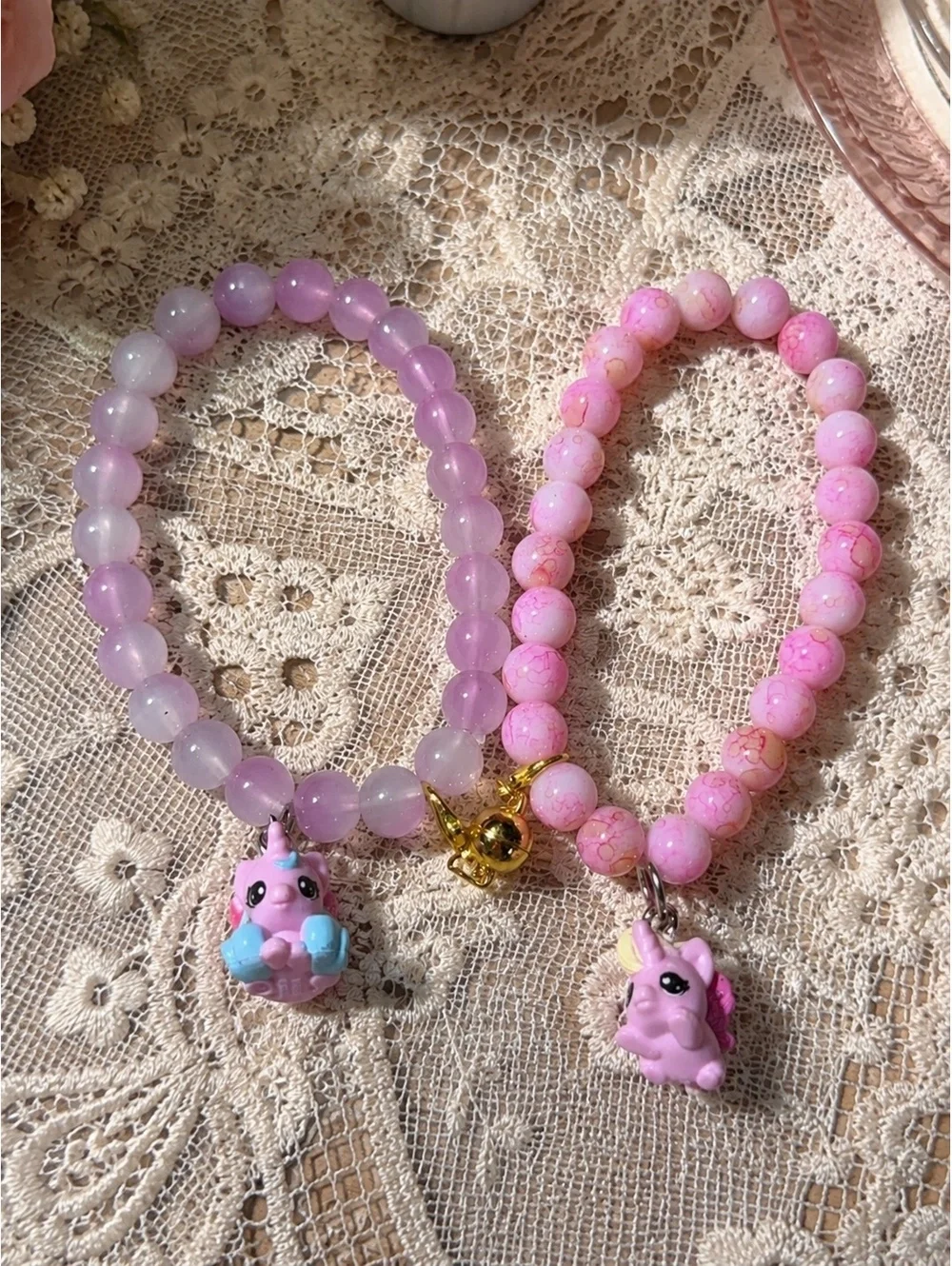 Pink Unicorn Best Friend Magnetic Stretch Beaded Bracelets set